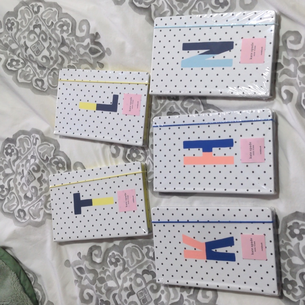 Kate Spade Take Note White Leatherette Initial Polka Dot Notebook Multi Colored